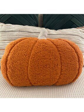 The Farmhouse by Rachel Ashwell Orange Plush Pumpkin Pillow Decor Fall